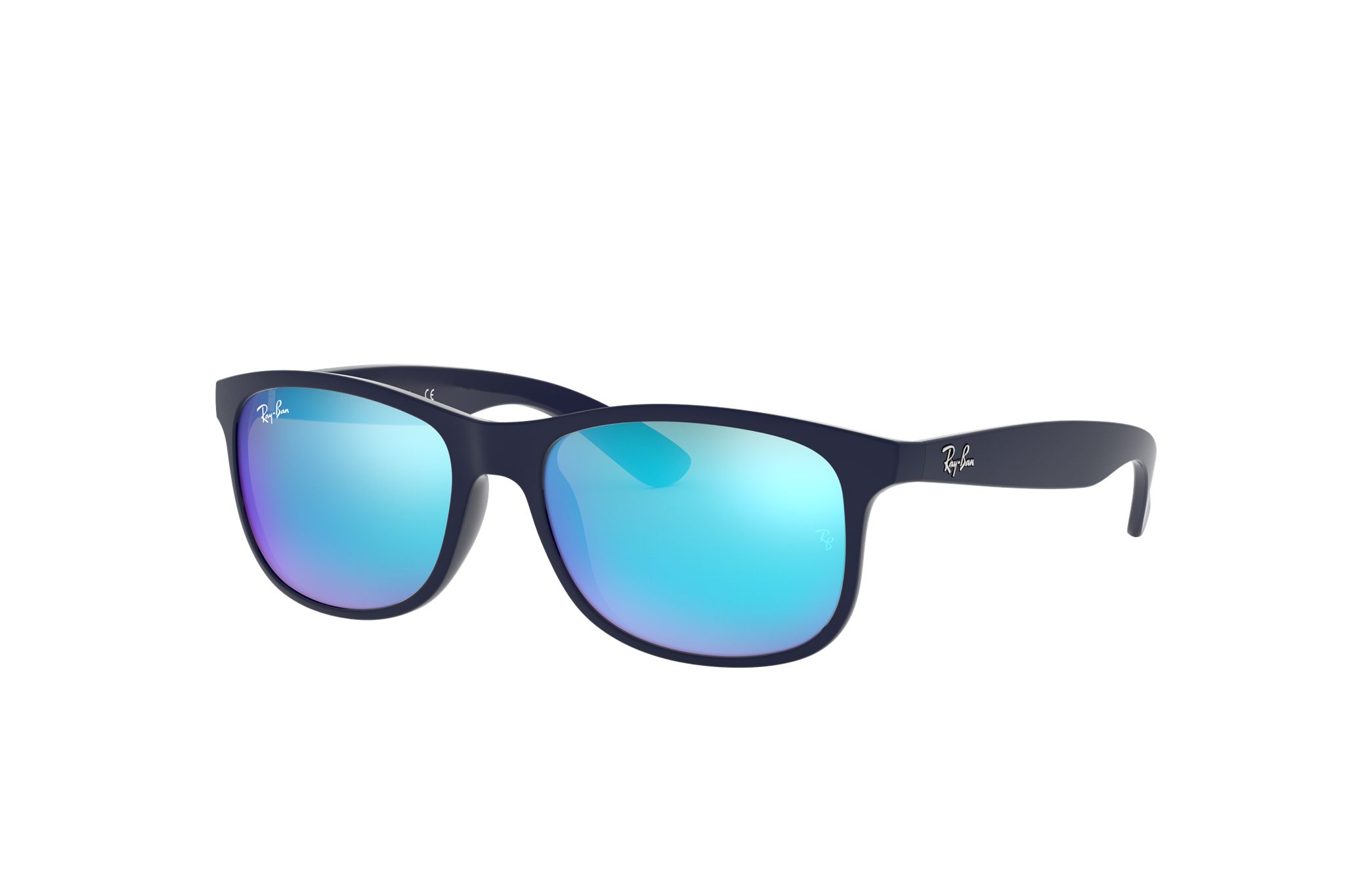 Ray-Ban RB4202-615355 Unisex Andy Matte Blue Square Sunglasses with Blue Lenses, showcasing a stylish matte blue frame and modern design.